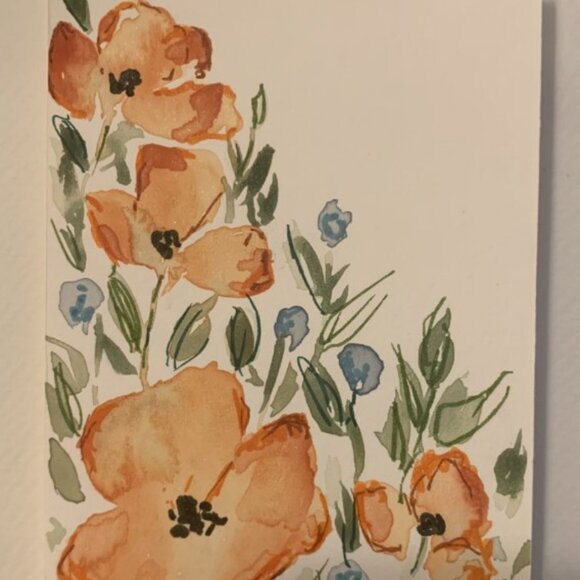 Four Floral Watercolor Cards with Envelope (sku 001) - Picture 4 of 8